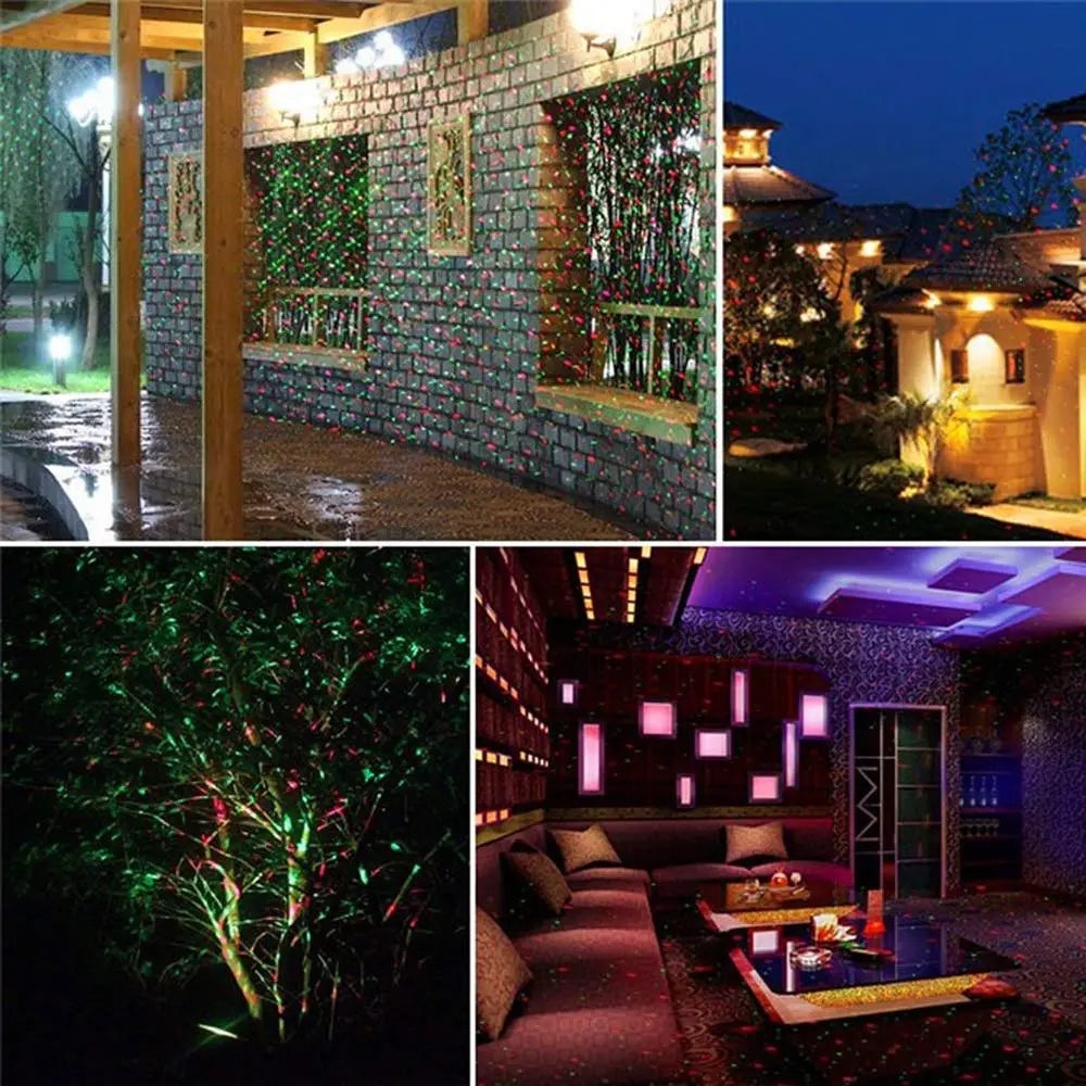Laser Light Projector with Dual Red/Green LEDs and Remote Timer for Outdoor Use All Vera Mart