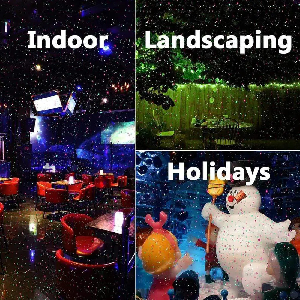 Laser Light Projector with Dual Red/Green LEDs and Remote Timer for Outdoor Use All Vera Mart