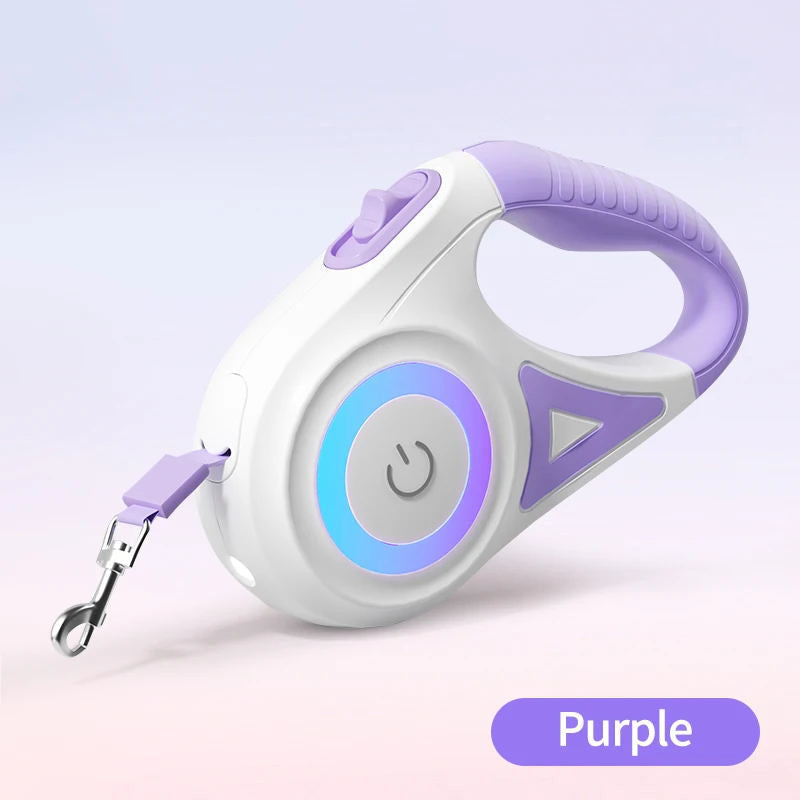 LED Retractable Leash with Front Spotlight and Colored Safety Ring, 5 Meters All Vera Mart