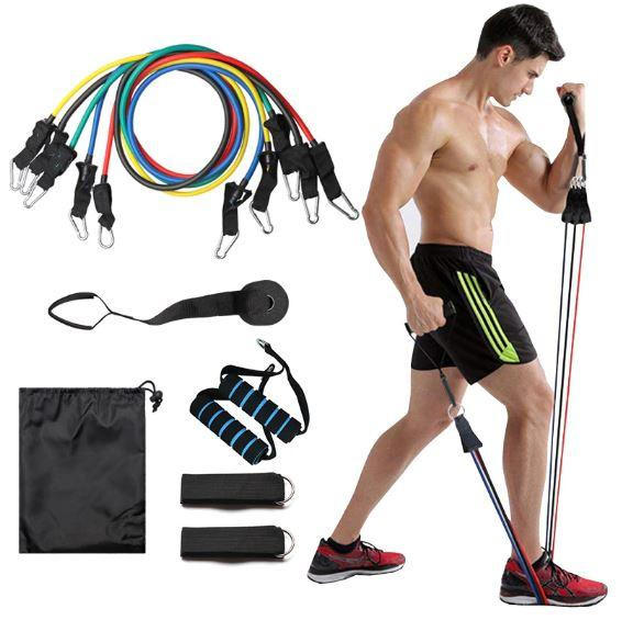 Resistance Band Set with Foam Handles and Ankle Straps, 5-Level Color Coded All Vera Mart