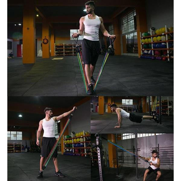 Resistance Band Set with Foam Handles and Ankle Straps, 5-Level Color Coded All Vera Mart