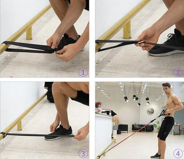 Resistance Band Set with Foam Handles and Ankle Straps, 5-Level Color Coded All Vera Mart