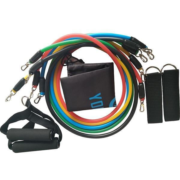 Resistance Band Set with Foam Handles and Ankle Straps, 5-Level Color Coded All Vera Mart