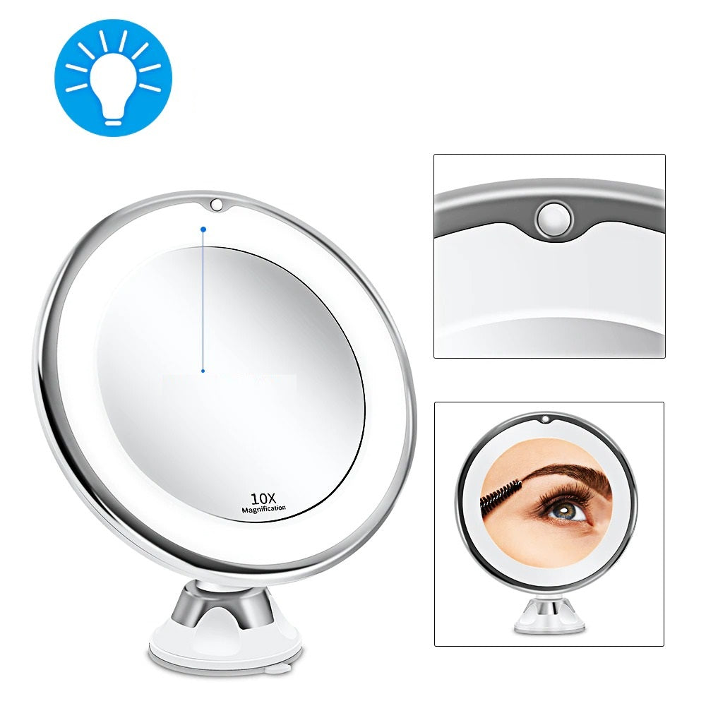 Magnifying Mirror with LED Lights and 360 Rotation, 7x 10x Zoom All Vera Mart