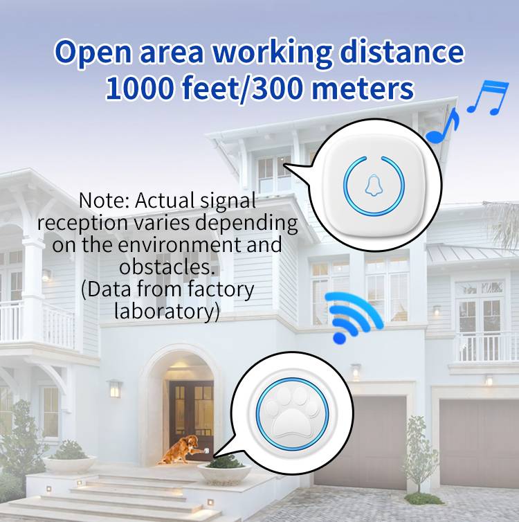 Pet Door Bell System with Touch Sensitive Button and 1000ft Wireless Range All Vera Mart