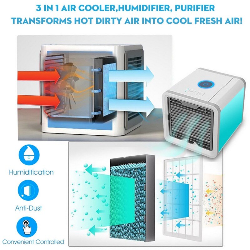 Portable Air Cooler with 90 Degree Adjustable Vent and 7-Color LED Lighting All Vera Mart