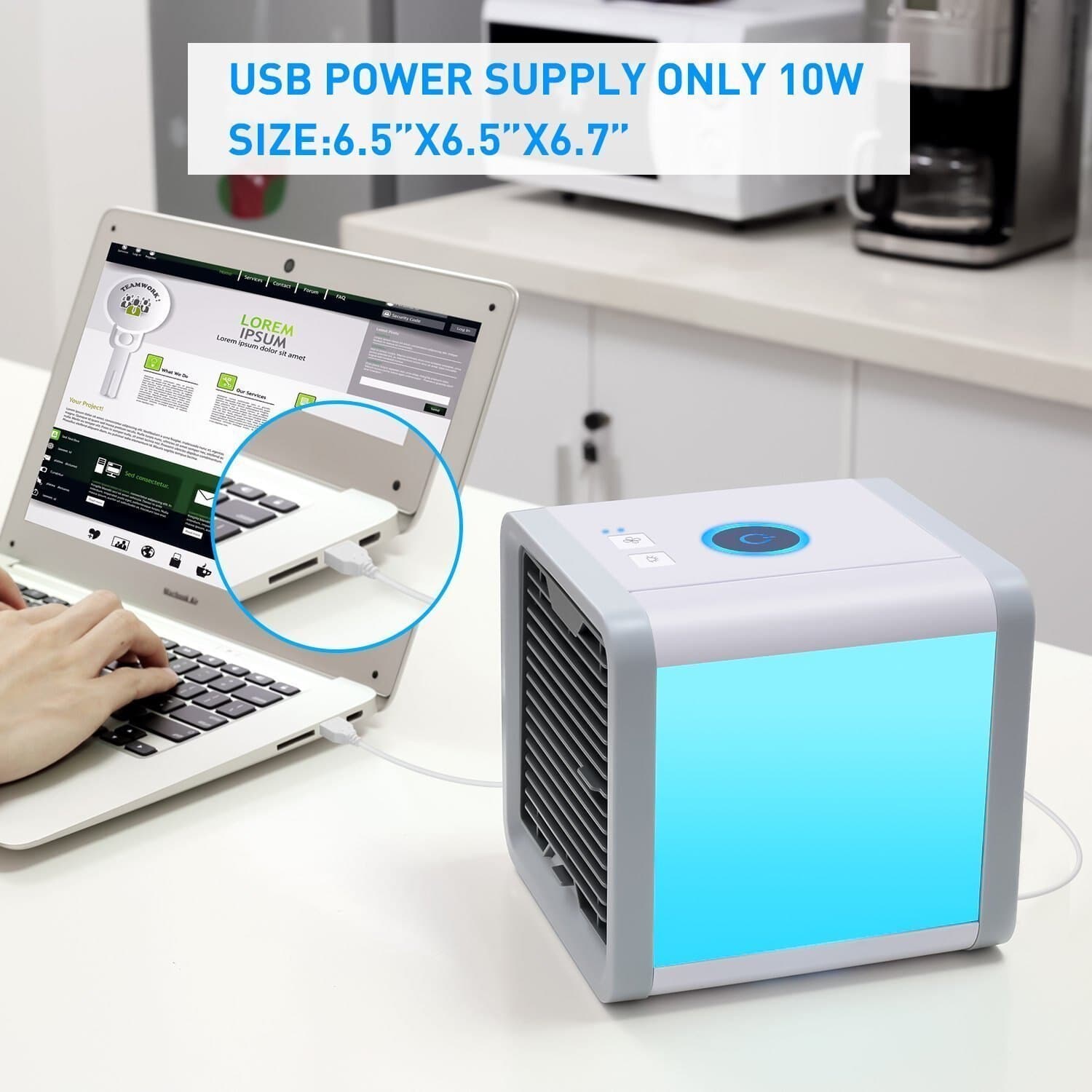 Portable Air Cooler with 90 Degree Adjustable Vent and 7-Color LED Lighting All Vera Mart