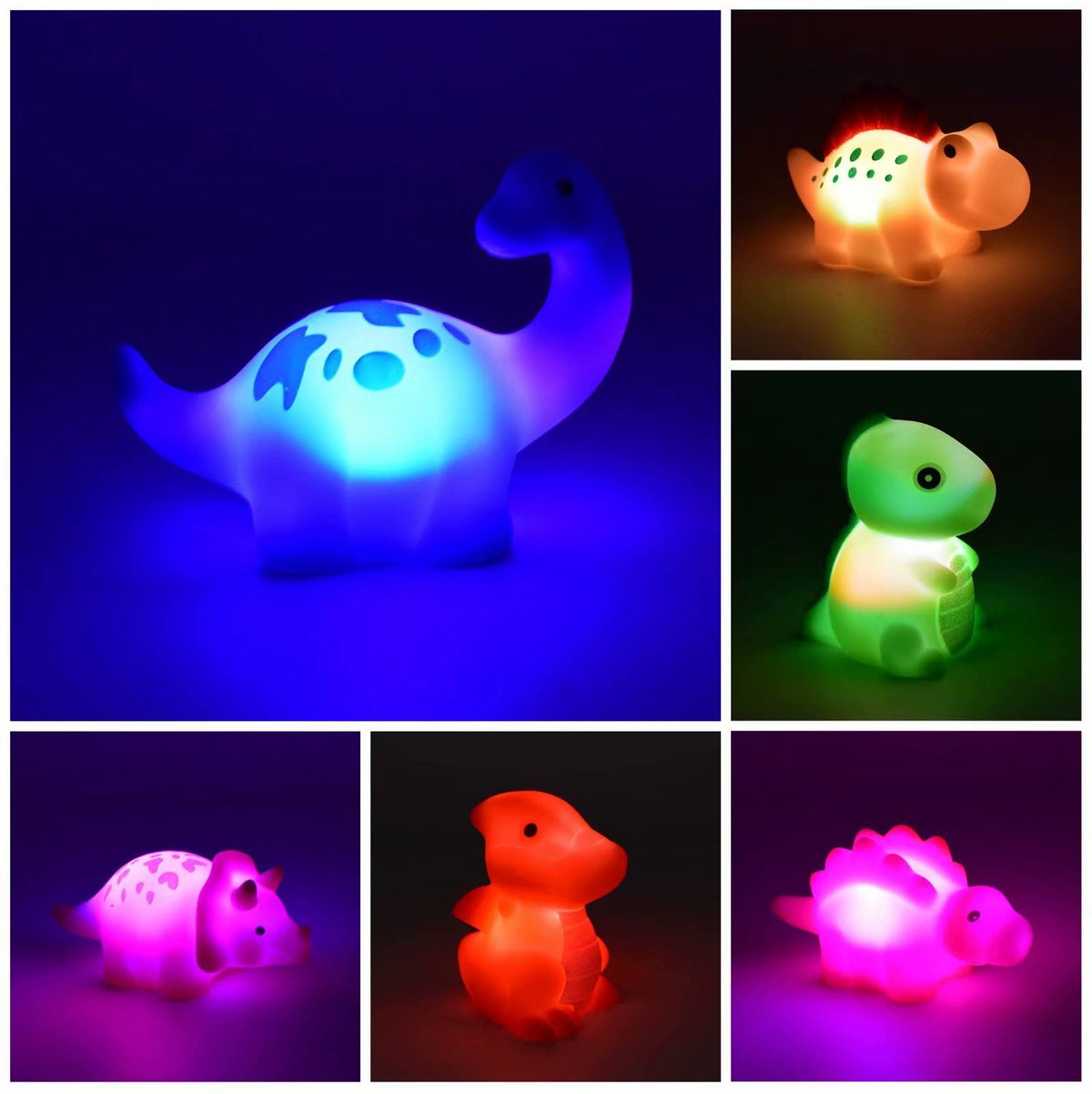 Water-Activated LED Dinosaur Bath Toys with Color Cycling and Night Light Use All Vera Mart