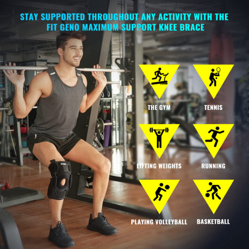 Knee Brace with Removable Dual Hinges and Gel Patella Cushioning All Vera Mart