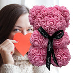 Foam Rose Teddy Bear with Ribbon Accent, 9.8 Inches Tall All Vera Mart