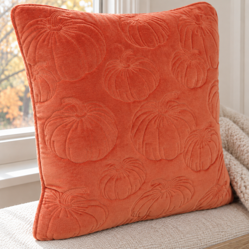 Orange Stitched Pumpkin Pillow - Interior Delights