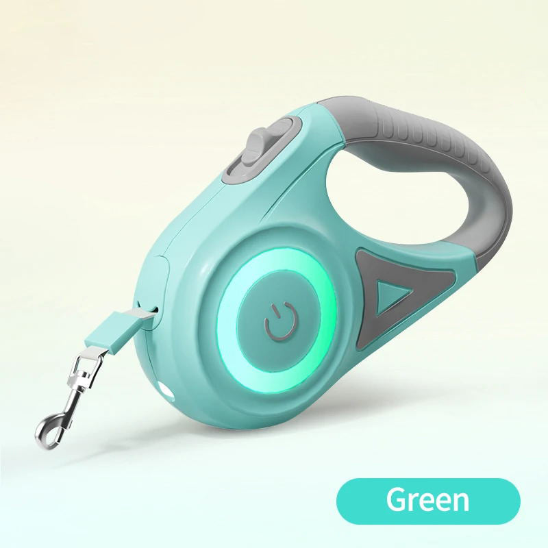 LED Retractable Leash with Front Spotlight and Colored Safety Ring, 5 Meters All Vera Mart