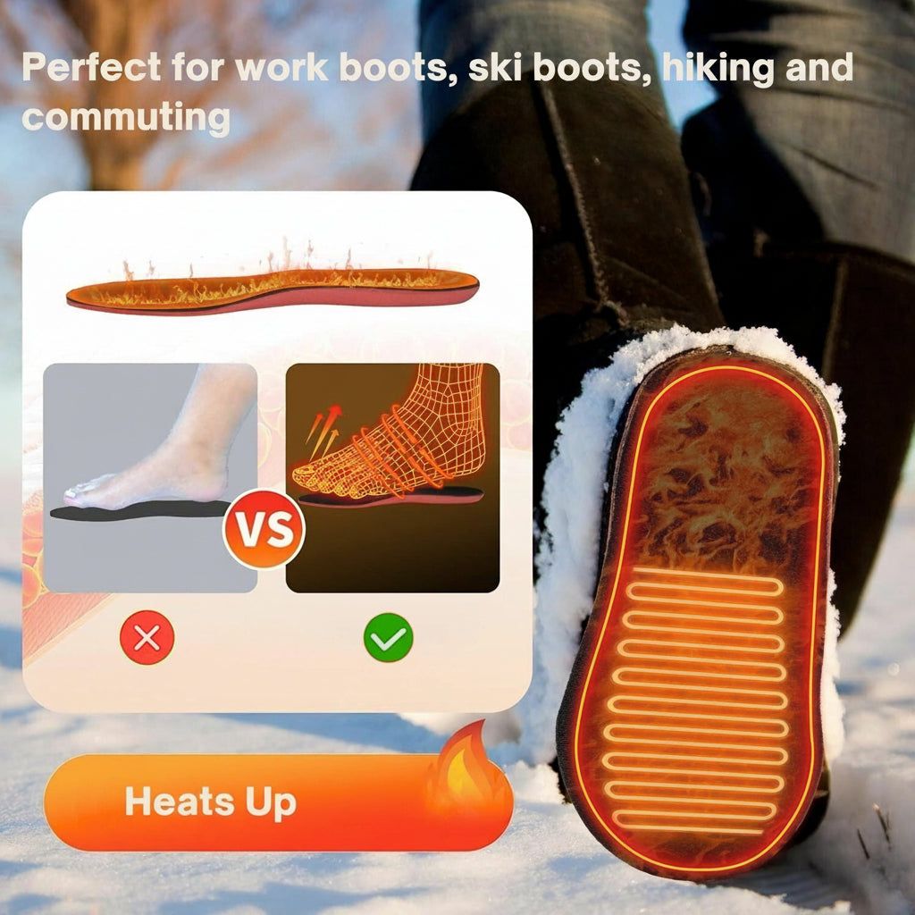 Rechargeable Heated Insoles with Dual Zone System and USB Charging for US 4-12 All Vera Mart