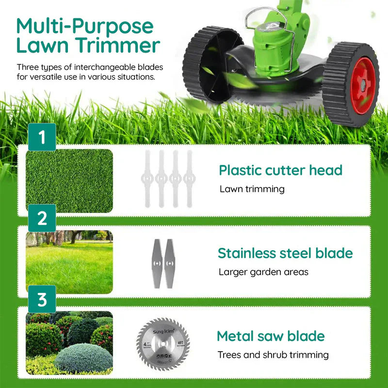 Cordless Lawn Trimmer with 24V Motor and Multi-Angle Head, Telescopic Handle All Vera Mart