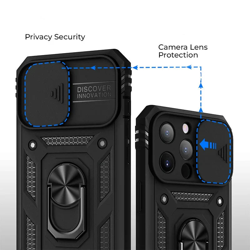 Protective Phone Case with Magnetic Mount and Kickstand, Slide Camera Cover All Vera Mart