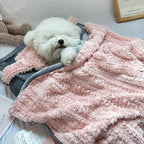 Plush Pet Bed with Raised Edges and Matching Pillow, Includes Blanket All Vera Mart