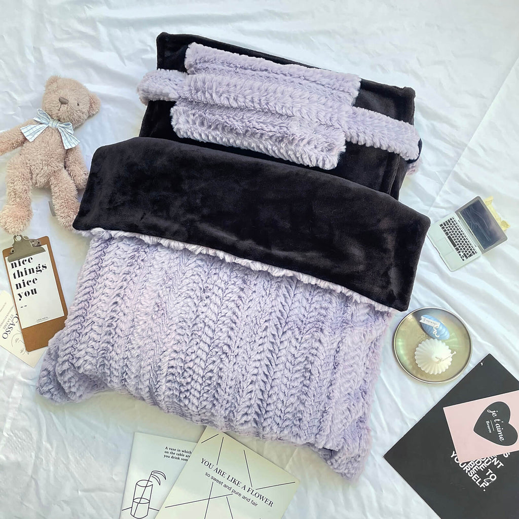 Plush Pet Bed with Raised Edges and Matching Pillow, Includes Blanket All Vera Mart
