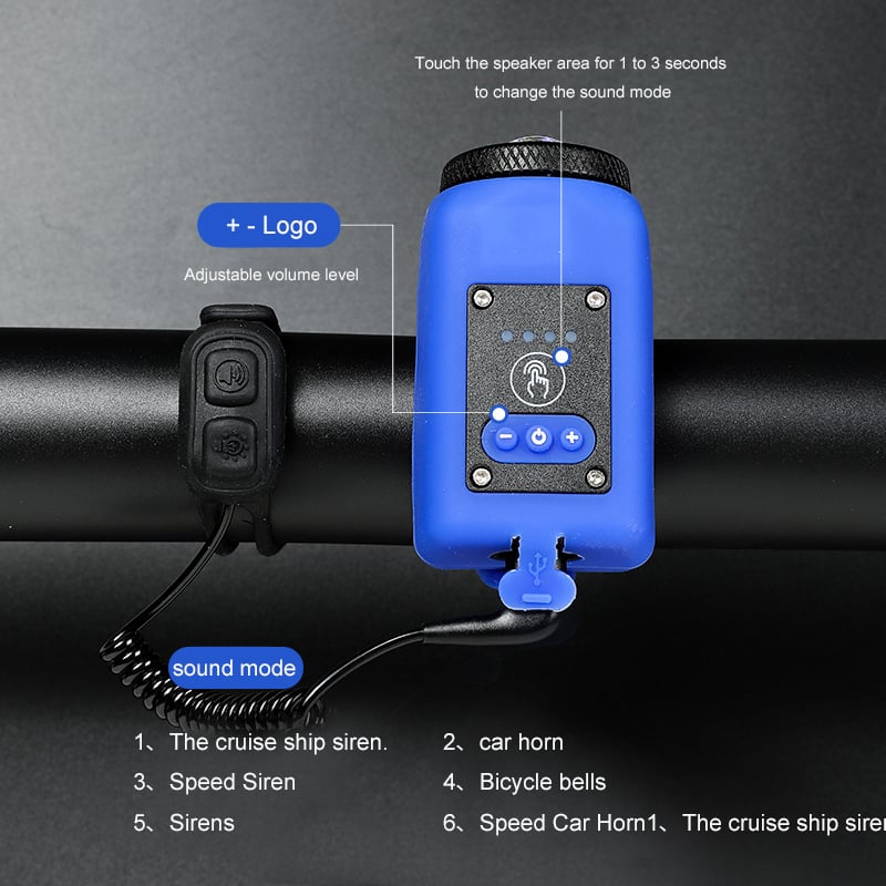 Bicycle Horn and Light Combo with 110dB Sound and Split Remote Control All Vera Mart