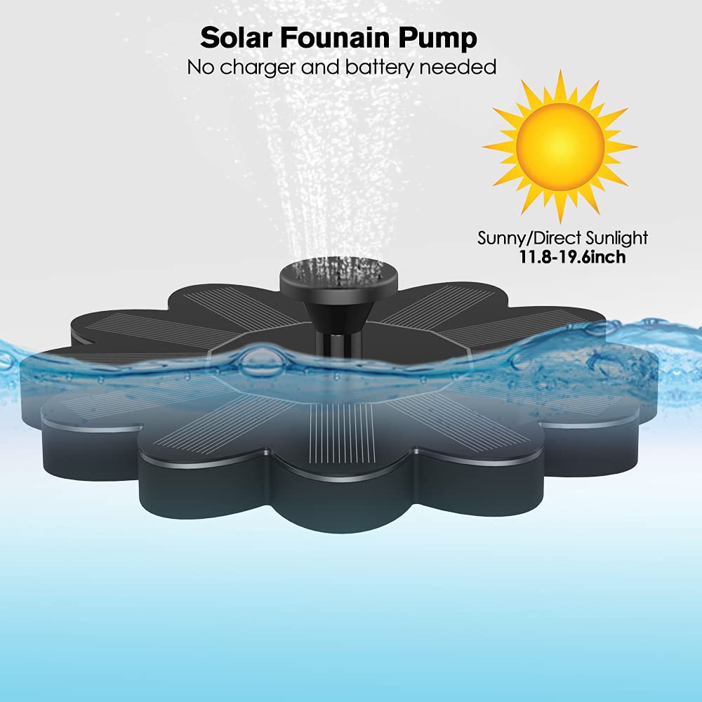 Floating Solar Water Fountain with 19.7in Spray Height for Ponds and Pools All Vera Mart