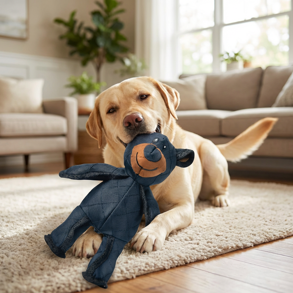 Dog Toy Bear with Squeaker and Reinforced Nylon Rubber, 8x10 Inches All Vera Mart