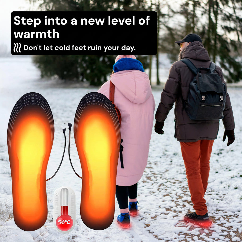 Rechargeable Heated Insoles with Dual Zone System and USB Charging for US 4-12 All Vera Mart