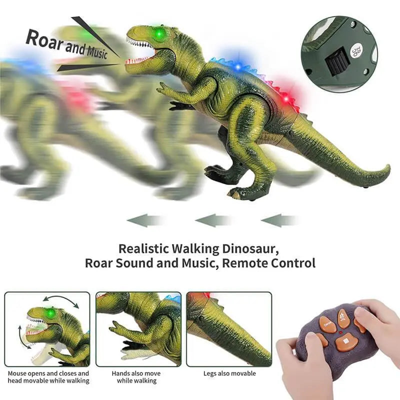 Remote Control Dinosaur Toy with Walking Roar Action and Multicolor LEDs, T-Rex 17 Inch All Vera Mart