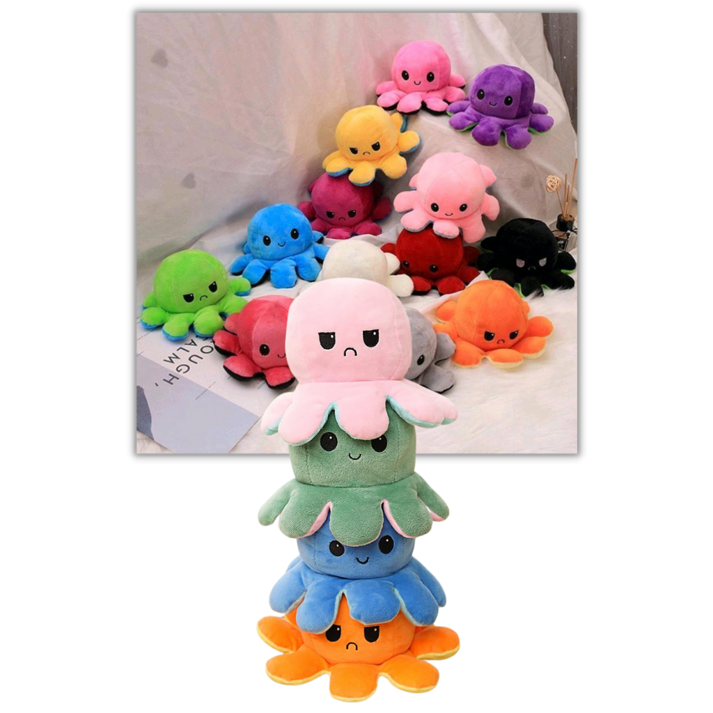 Mood Expressing Octopus Plush with Reversible Happy and Sad Faces for Kids All Vera Mart