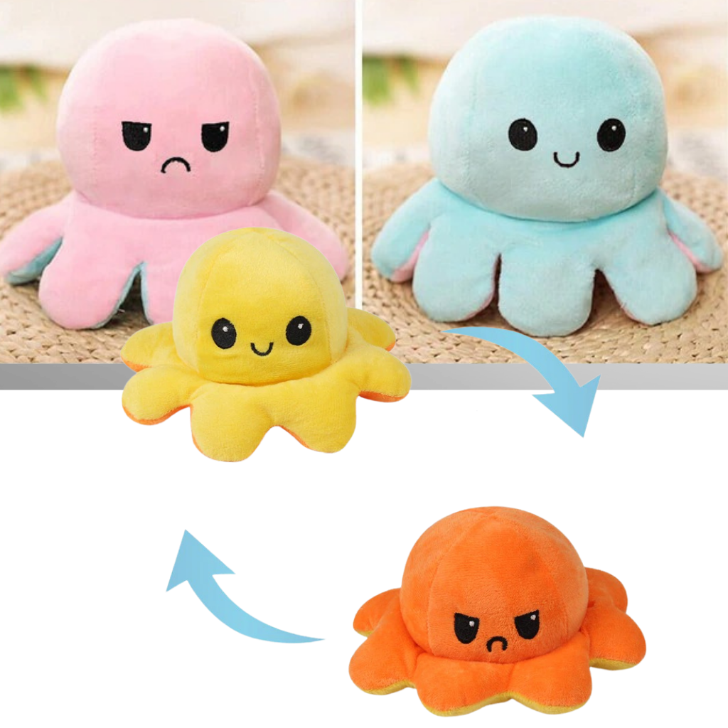 Mood Expressing Octopus Plush with Reversible Happy and Sad Faces for Kids All Vera Mart
