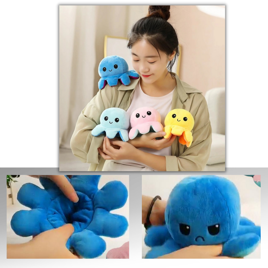 Mood Expressing Octopus Plush with Reversible Happy and Sad Faces for Kids All Vera Mart