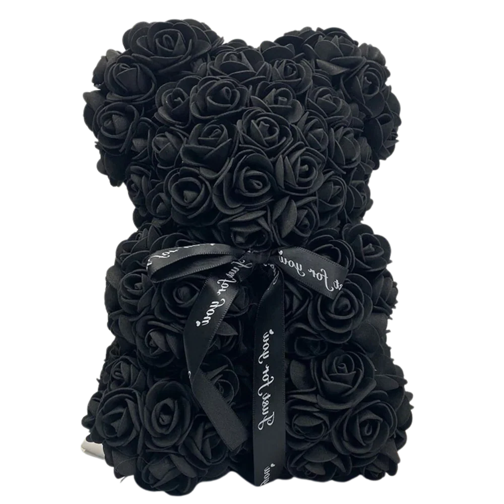 Foam Rose Teddy Bear with Ribbon Accent, 9.8 Inches Tall All Vera Mart