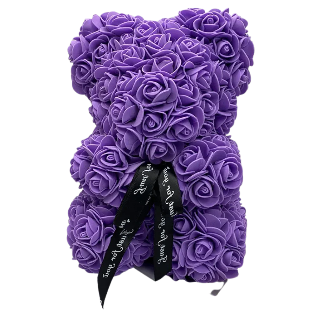 Foam Rose Teddy Bear with Ribbon Accent, 9.8 Inches Tall All Vera Mart