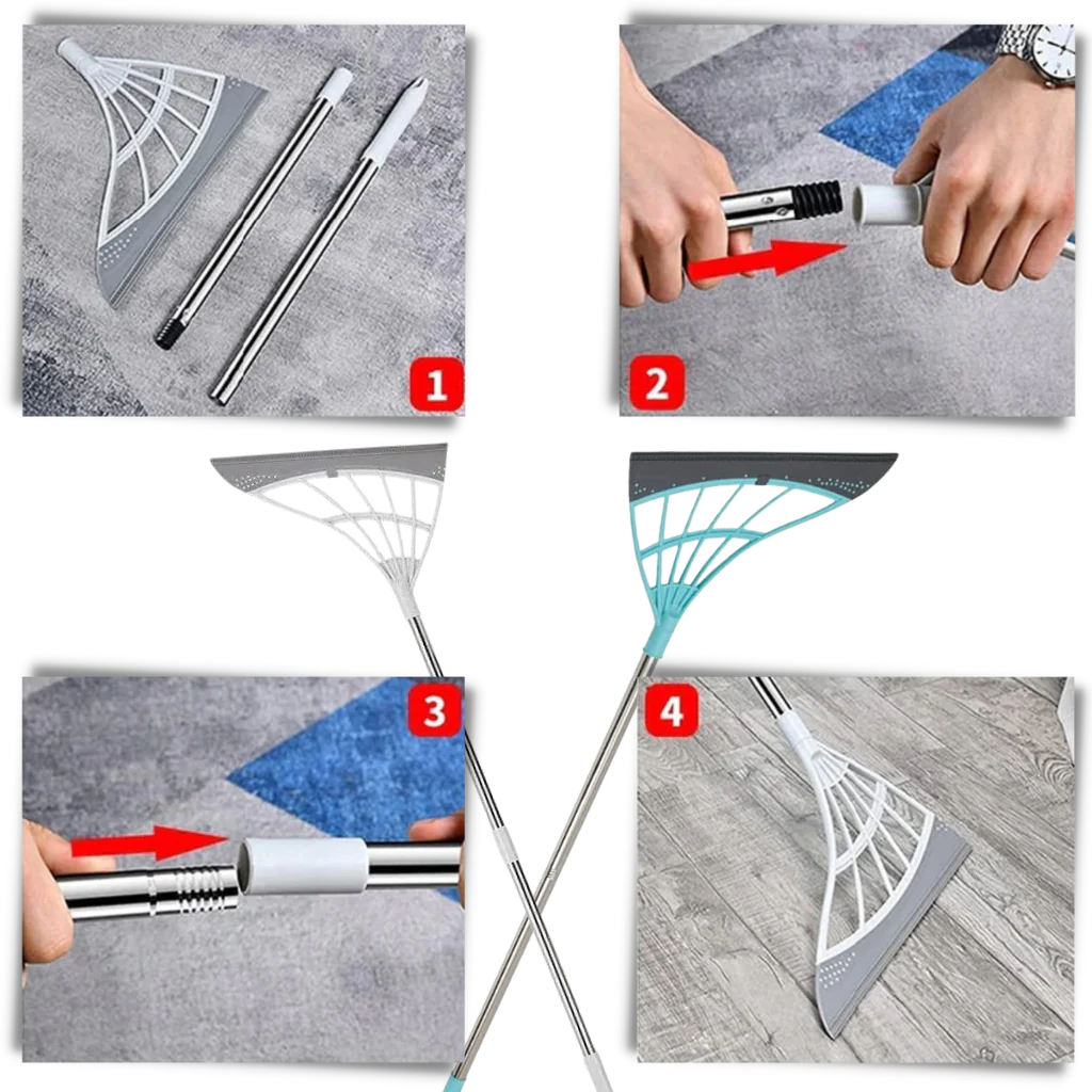 Extendable Floor and Window Sweeper with 53.1 Inch Reach and Rubber Head All Vera Mart