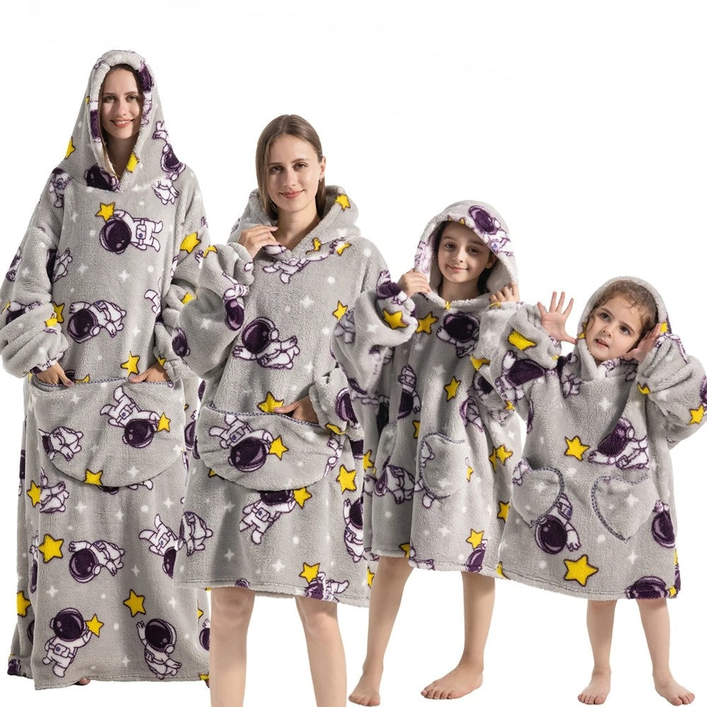 Oversized Hoodie Blanket with Pumpkin Pattern and Full Arm Coverage, Machine Washable All Vera Mart