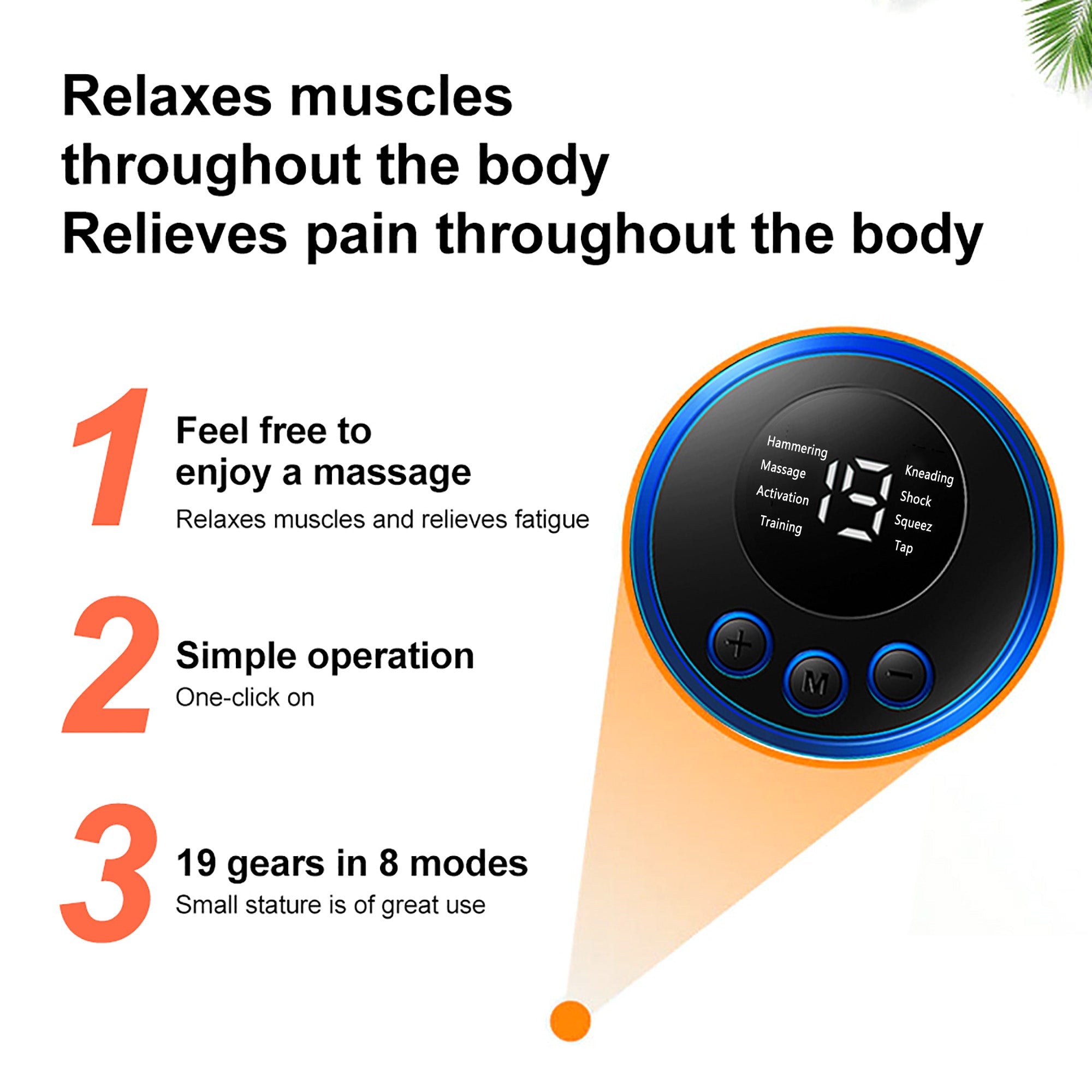 Wireless Pulse Massager with 8 Patterns and 19 Intensity Settings, Replaceable Gel Patches All Vera Mart