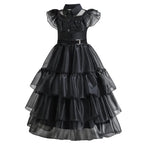 Girls Gothic Layered Cake Gown with Mesh Panel Details and Decorative Pattern All Vera Mart