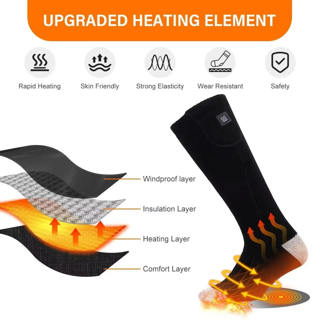 Heated Socks with Rechargeable Battery and Cushioned Sole for Winter Activities All Vera Mart