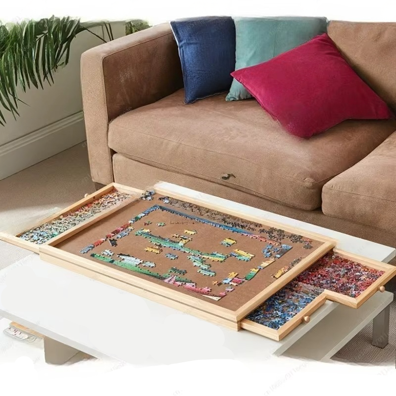 Puzzle Table Organizer with Four Drawer Storage and Extra Work Board for 1500 Pieces All Vera Mart