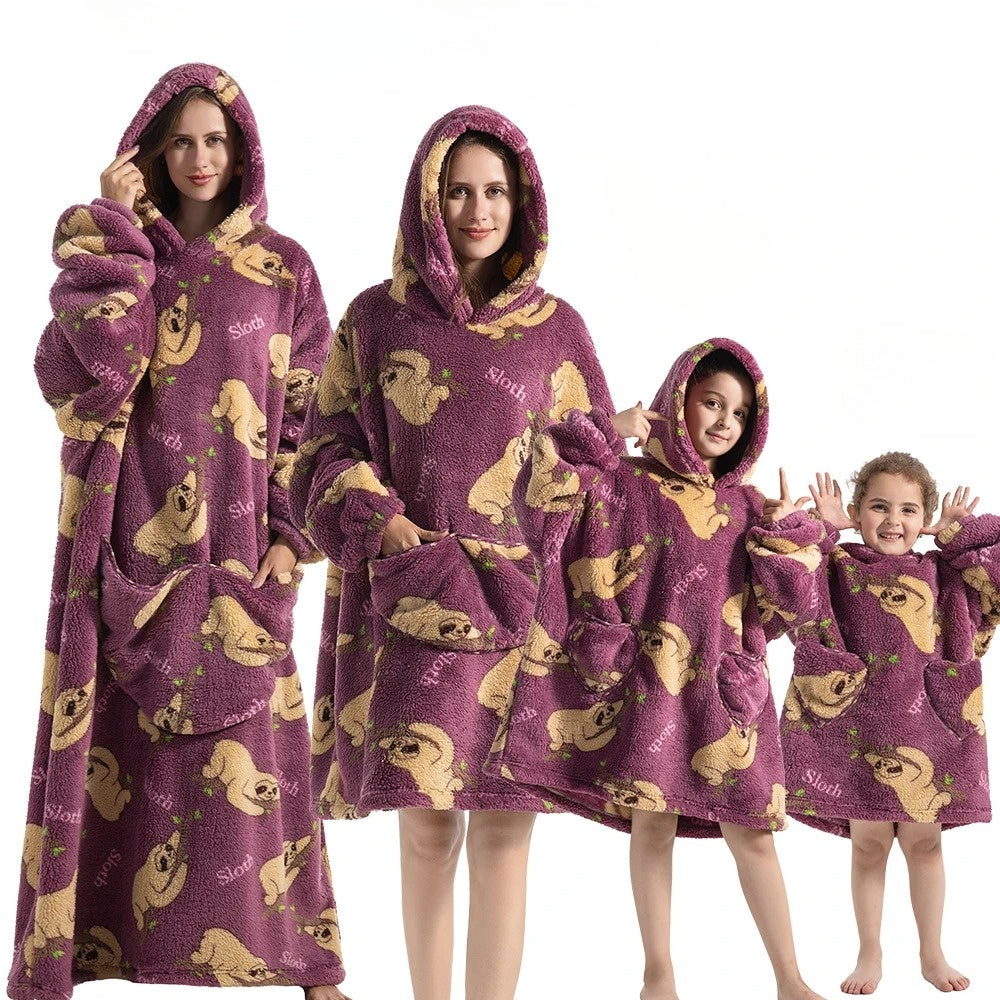 Oversized Hoodie Blanket with Pumpkin Pattern and Full Arm Coverage, Machine Washable All Vera Mart