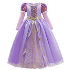 Girls Ball Gown Dress with Puff Sleeves and Applique Details, Mid Calf Length All Vera Mart