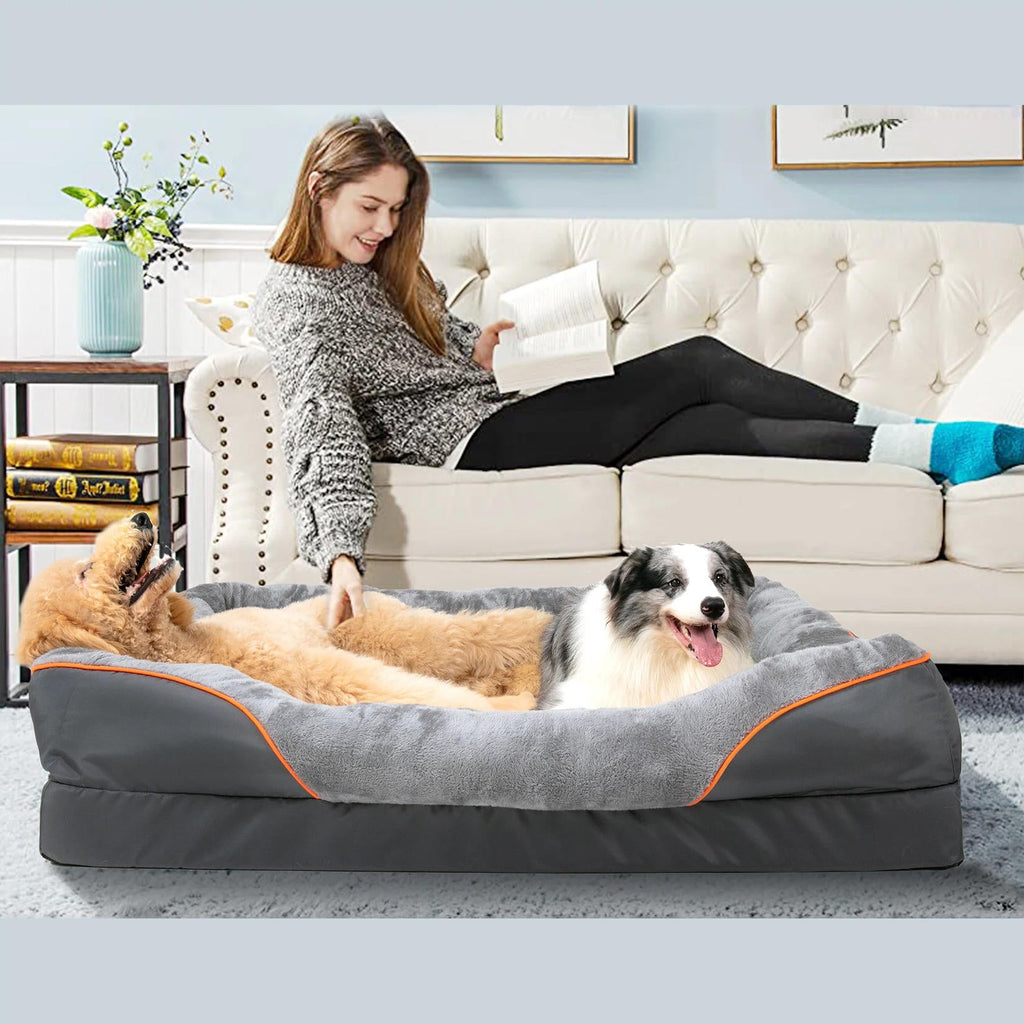 Dog Bed with Orthopedic Foam and Raised Cushioned Walls, Machine Washable All Vera Mart