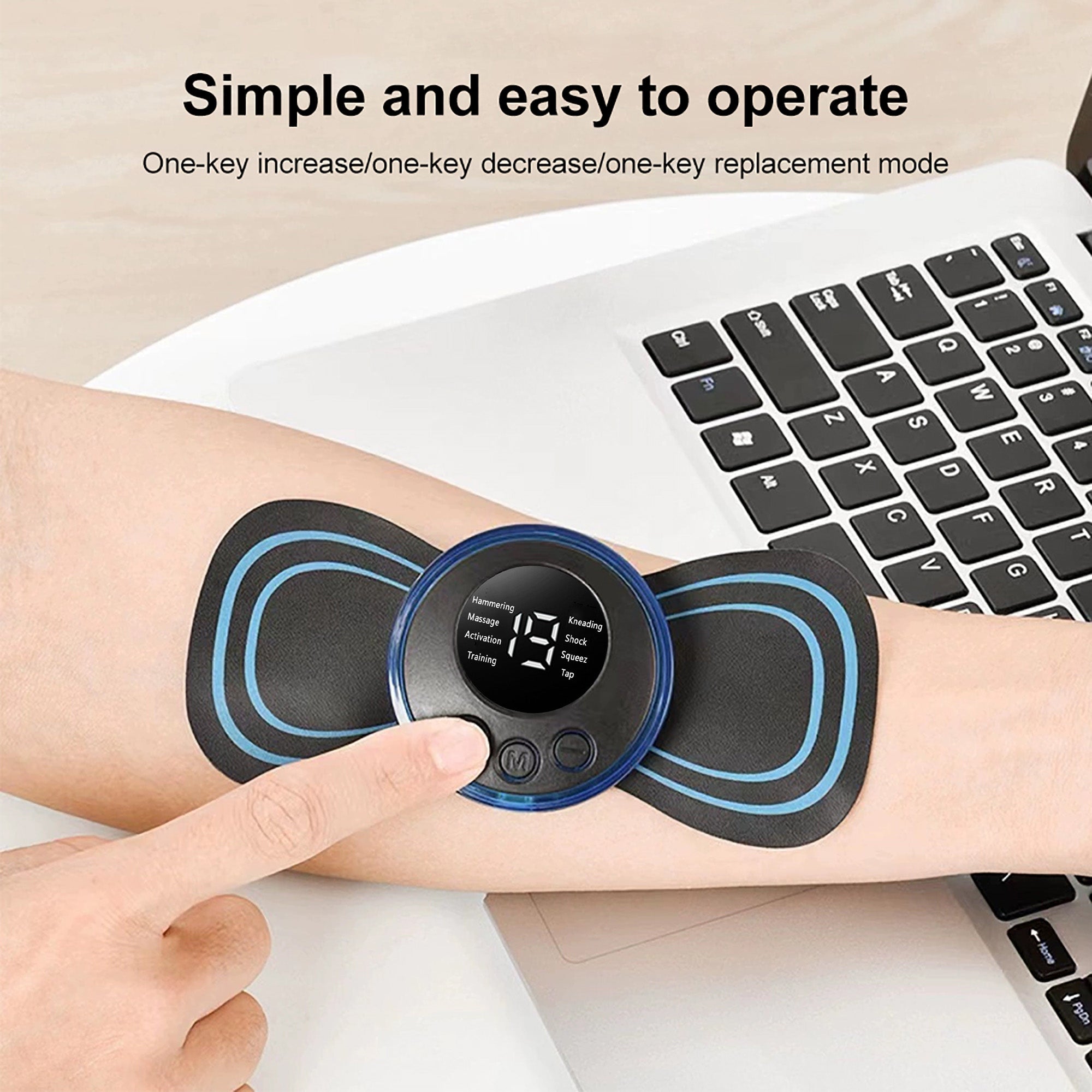 Wireless Pulse Massager with 8 Patterns and 19 Intensity Settings, Replaceable Gel Patches All Vera Mart