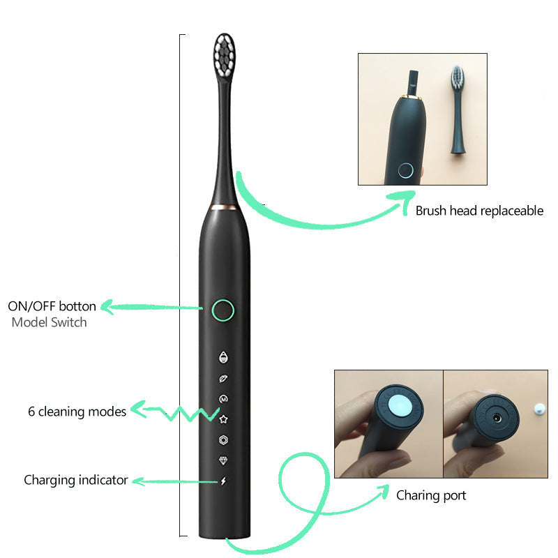 Electric Toothbrush with 45,000 Vibrations and Six Cleaning Modes, IPX7 Waterproof All Vera Mart