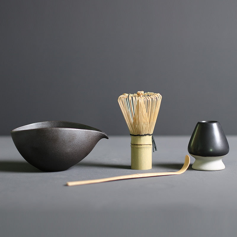 Matcha Whisk Set with Ceramic Bowl and Bamboo Whisk, Wooden Spoon All Vera Mart