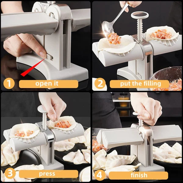 Dual Head Dumpling Press with Stainless Steel Cutters and Rubber Grip Base All Vera Mart