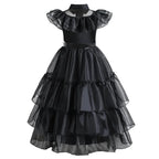 Girls Gothic Layered Cake Gown with Mesh Panel Details and Decorative Pattern All Vera Mart
