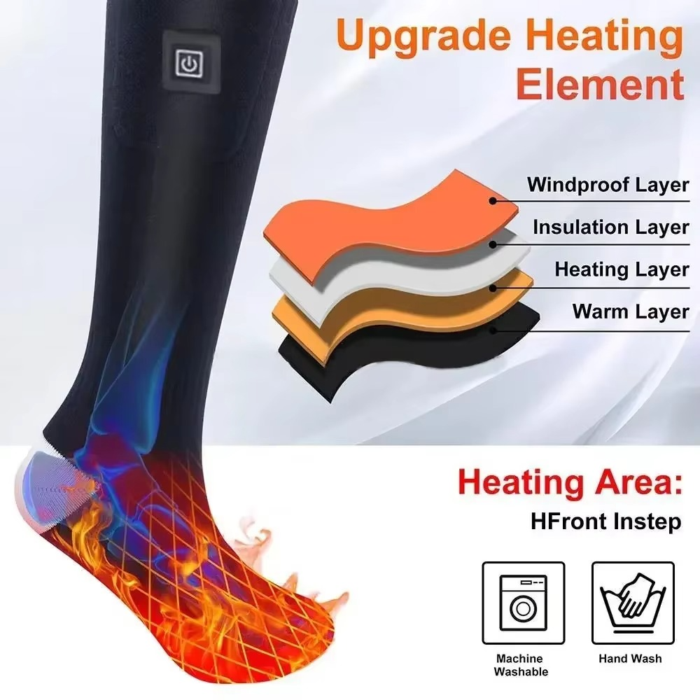 Heated Socks with Rechargeable Battery and Cushioned Sole for Winter Activities All Vera Mart