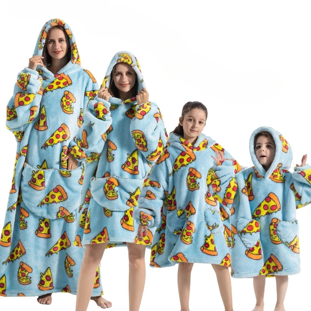 Oversized Hoodie Blanket with Pumpkin Pattern and Full Arm Coverage, Machine Washable All Vera Mart