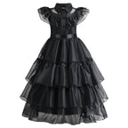 Girls Gothic Layered Cake Gown with Mesh Panel Details and Decorative Pattern All Vera Mart