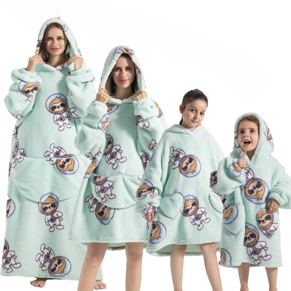 Oversized Hoodie Blanket with Pumpkin Pattern and Full Arm Coverage, Machine Washable All Vera Mart