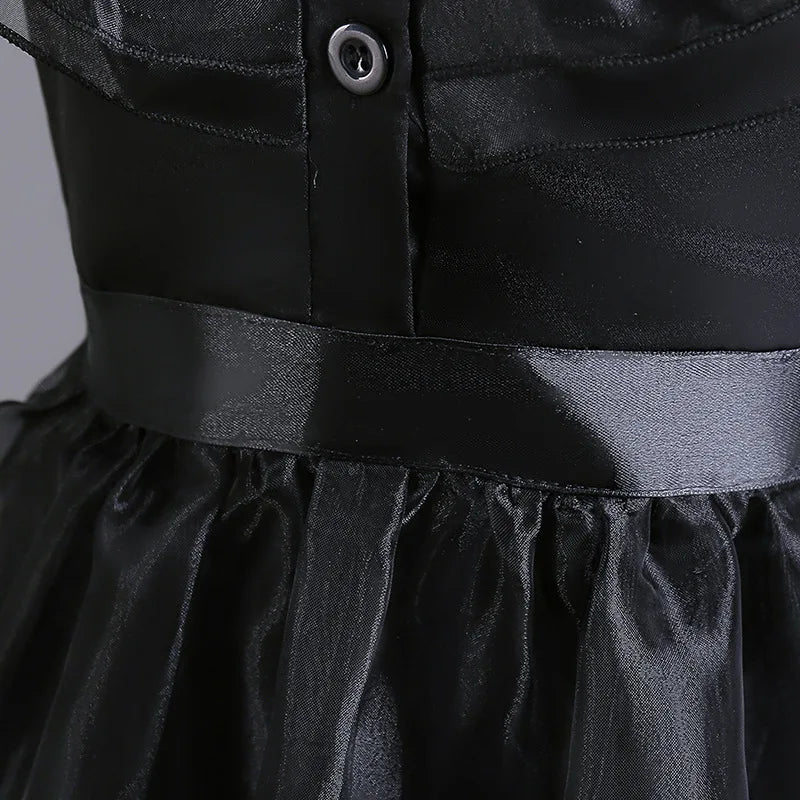 Girls Gothic Layered Cake Gown with Mesh Panel Details and Decorative Pattern All Vera Mart